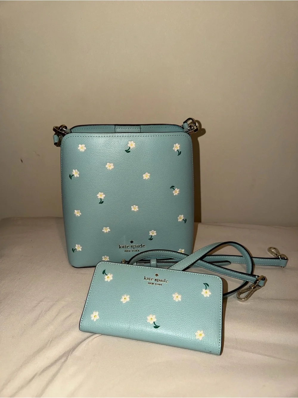kate spade mint blue floral crossbody bag